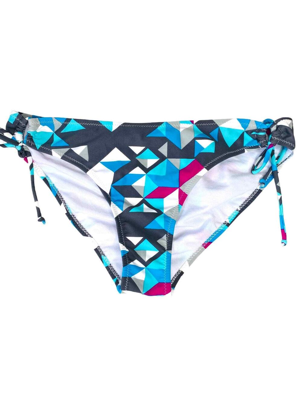 Bingo Surf Bikini Bottoms Womens Large Blue Gray Geometric Adjustable Swimsuit